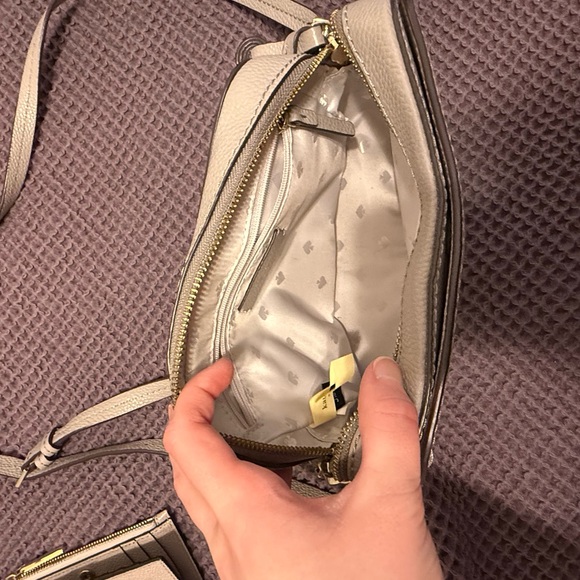 Kate Spade Pebble Gray Tan Crossbody Bag and Wallet Set - Picture 3 of 4